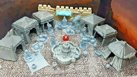 39 Piece Large Street Market Bazaar Set Scatter Terrain Tabletop Gaming Scenery
