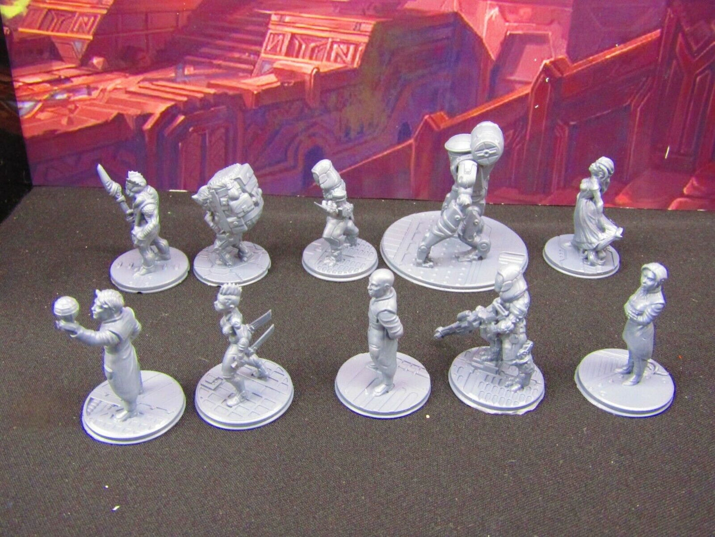 10pc Titus X Sci Fi Set 8 Mini Miniature Model Character Figure 28mm/32mm Scale