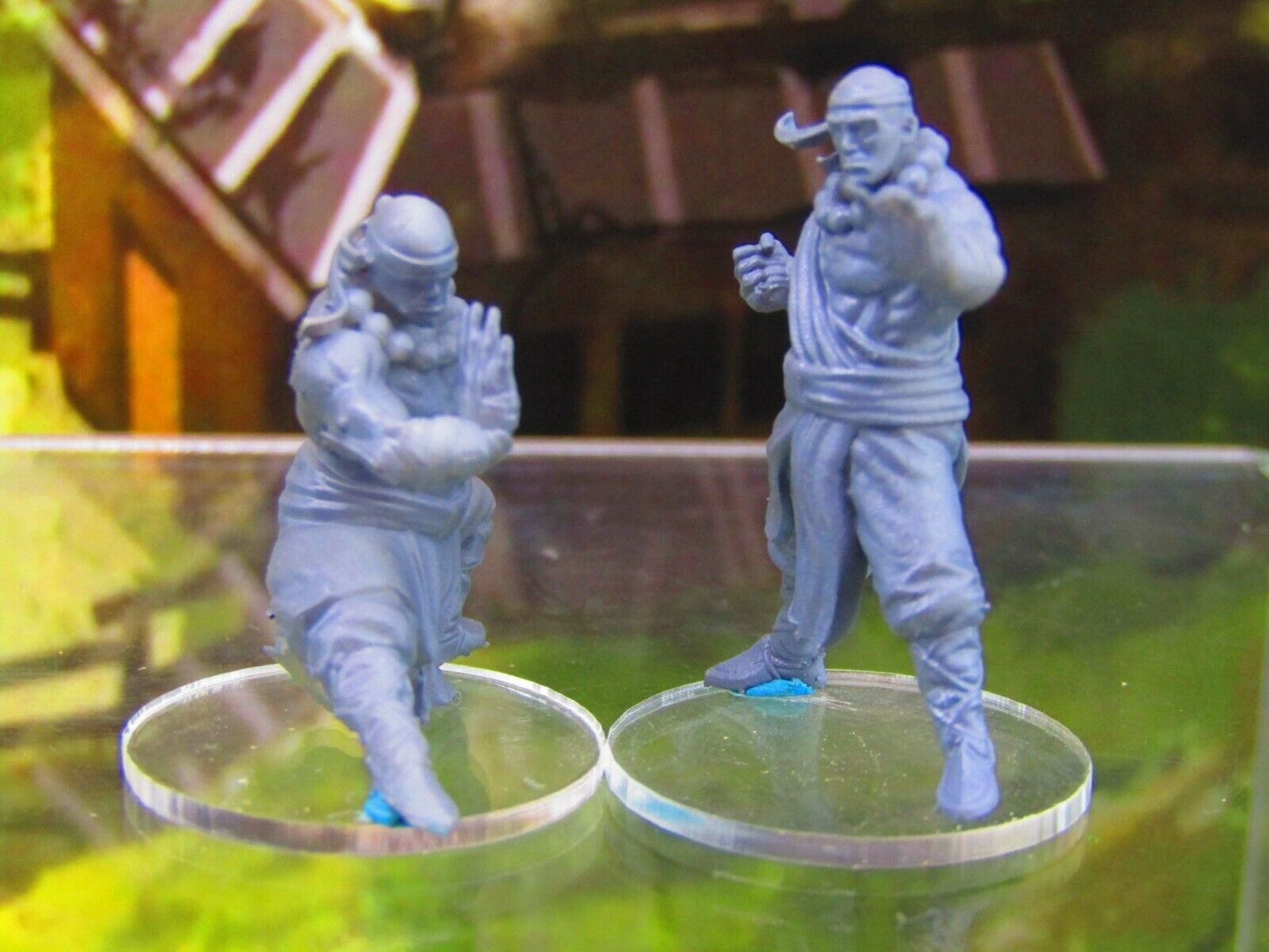 Monk Fighter Pair Mini Miniature Figure 3D Printed Model 28/32mm Scale RPG