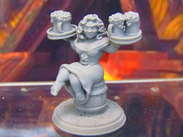 Dwarven Waitress Server Barkeep Barmaid Mini Miniatures 3D Printed Model 28/32mm