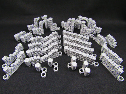 26pc DungeonSticks Ruined Stone Walls Map Building Tile Set Scenery Terrain