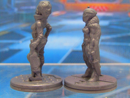 Female Human Sci Fi Bounty Hunter Mercenary Pair Mini Miniature 3D Printed Model