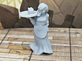 Waitress Server Woman Miniature Mini 3D Printed Resin Model 28/32 mm Scale RPG