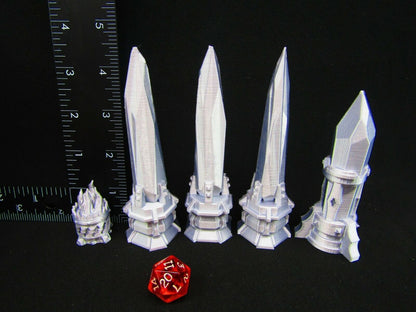 Crystal Obelisk Set Scatter Terrain Scenery 3D Printed Mini Miniature Model