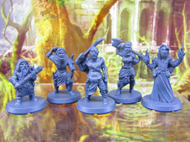 5pc Player Characters Dwarf, Elf, Half Orc, Half Elf, Human Mini Miniatures