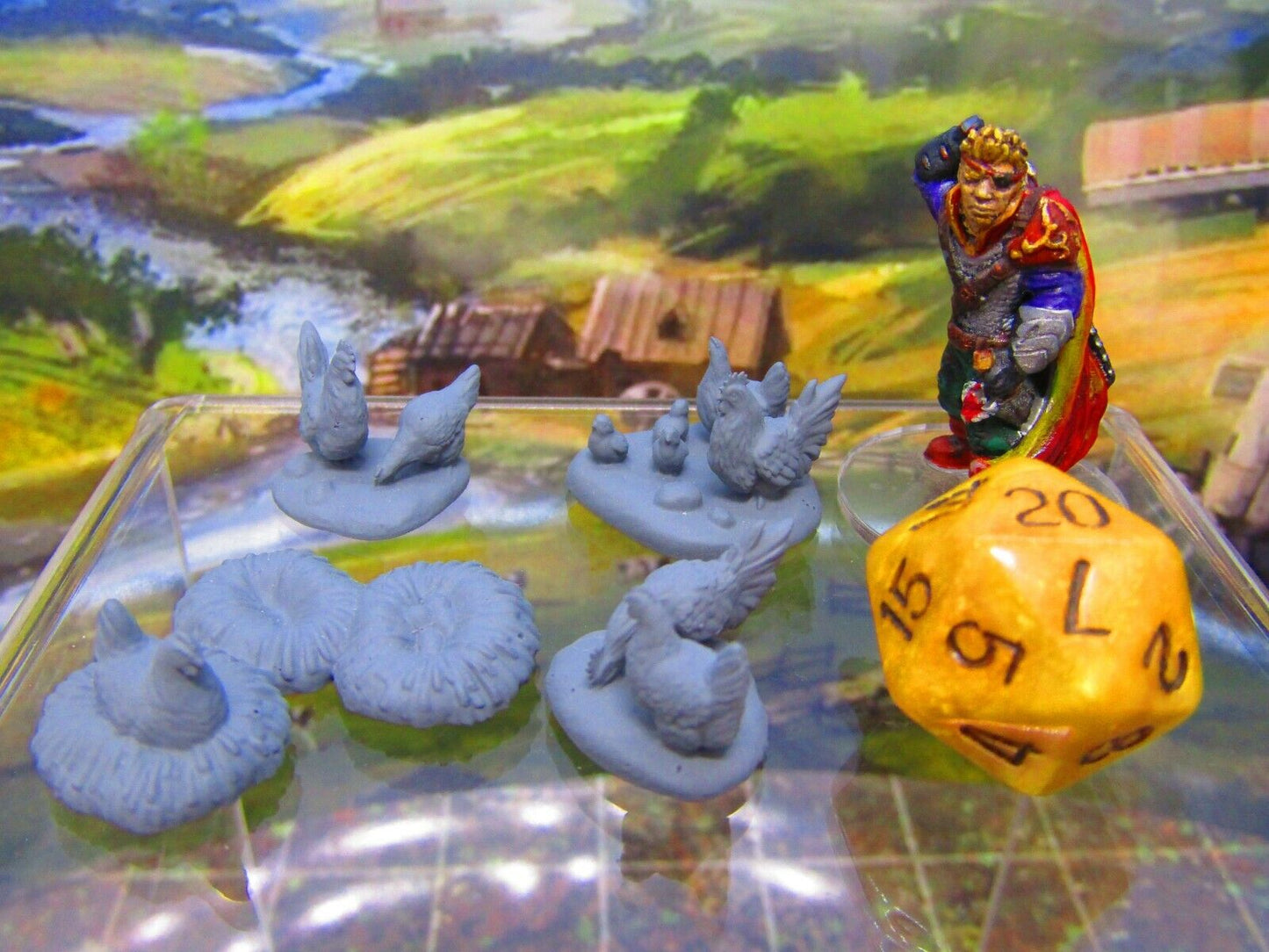 4pc Chickens Farm Animals LIvestock Mini Miniature 3D Printed Figure Model 28/32