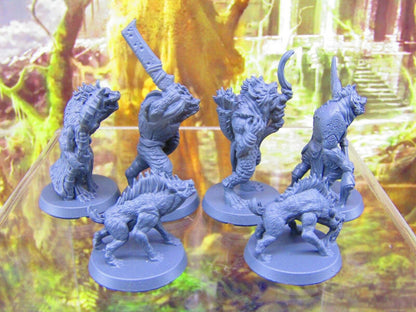 6pc Gnolls and Hyenas Encounter Set Mini Miniatures 3D Printed Resin Model