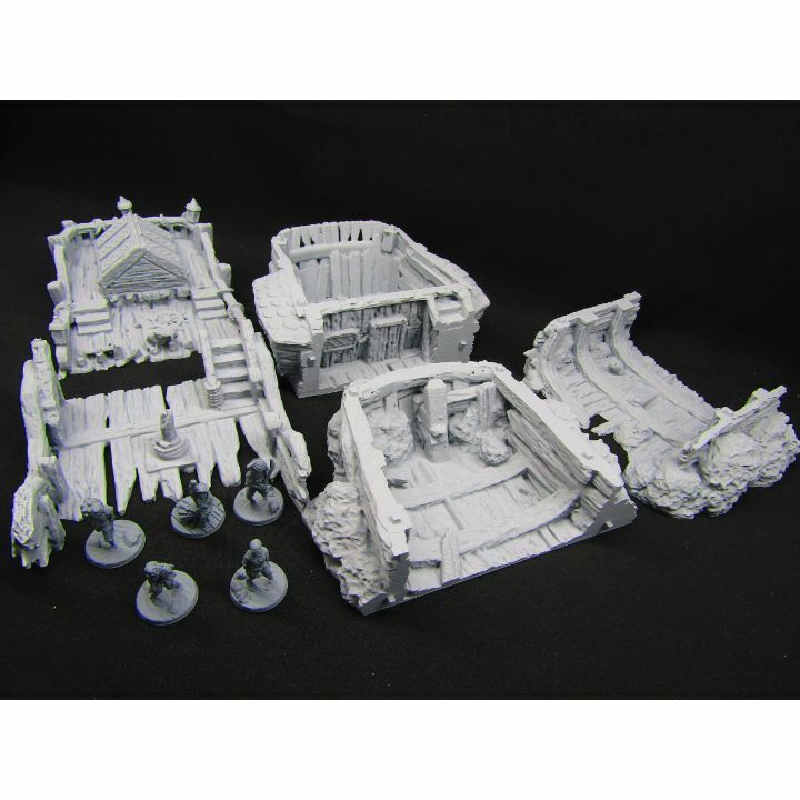 Ship Wreck W/Ghost Crew Mini Miniature Figure 3D Printed Model 28/32mm Scale