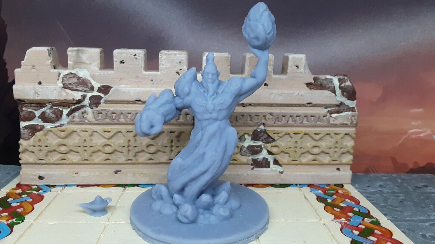 Lot of 4 Genie Djinns W/ Lamps Mini Miniatures Figures D&D 3D Printed Resin