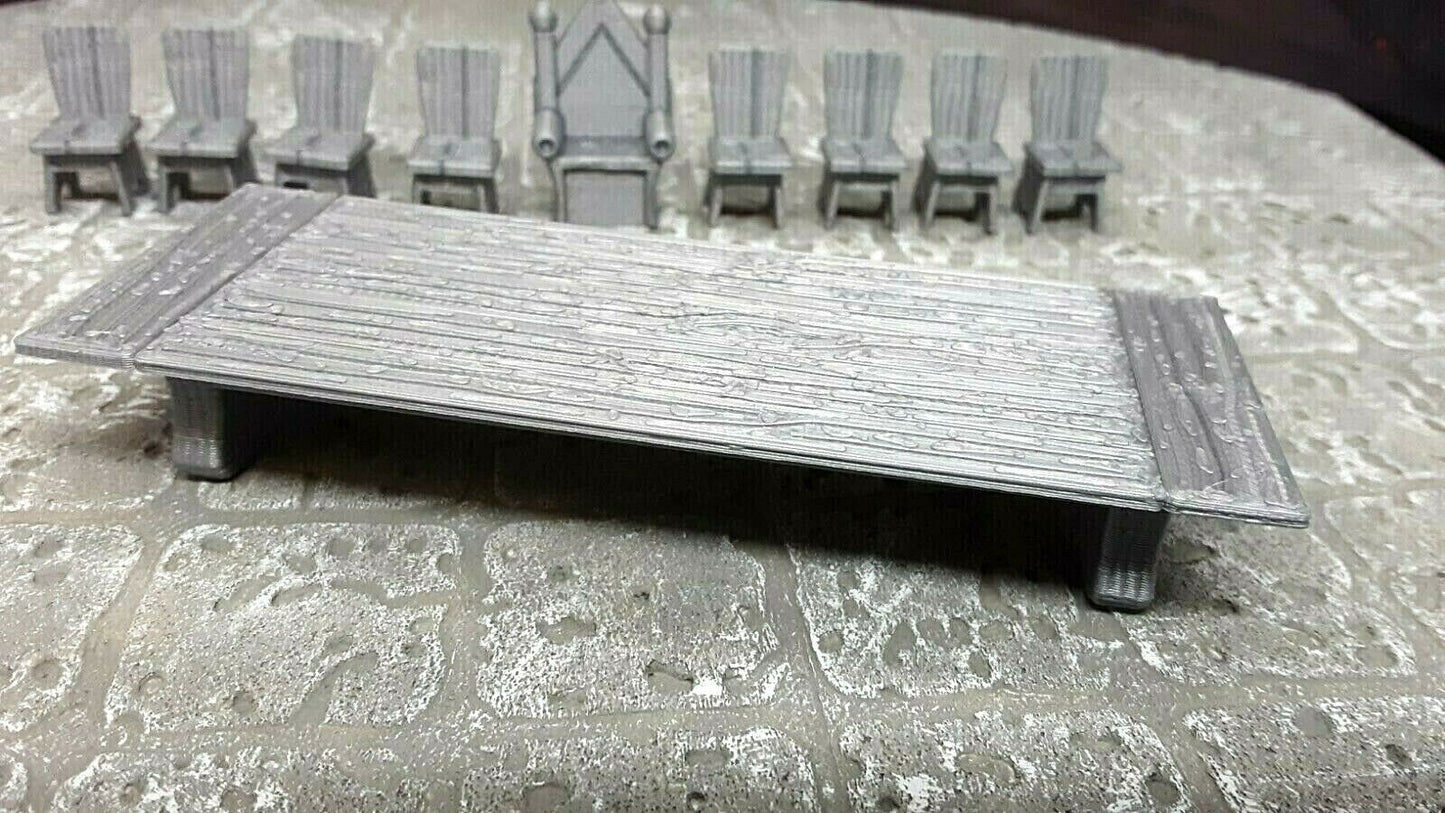10 Piece King's Banquet Table 28mm Model Dungeons & Dragons Scatter Terrain