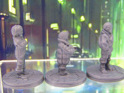 Lot of 3 Space City Slum Kids Children Mini Miniature Figure 3D Printed Model