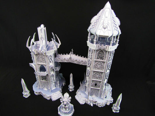 Dark Elf Royal Tower Pair Scatter Terrain Scenery 3D Printed Mini Miniature