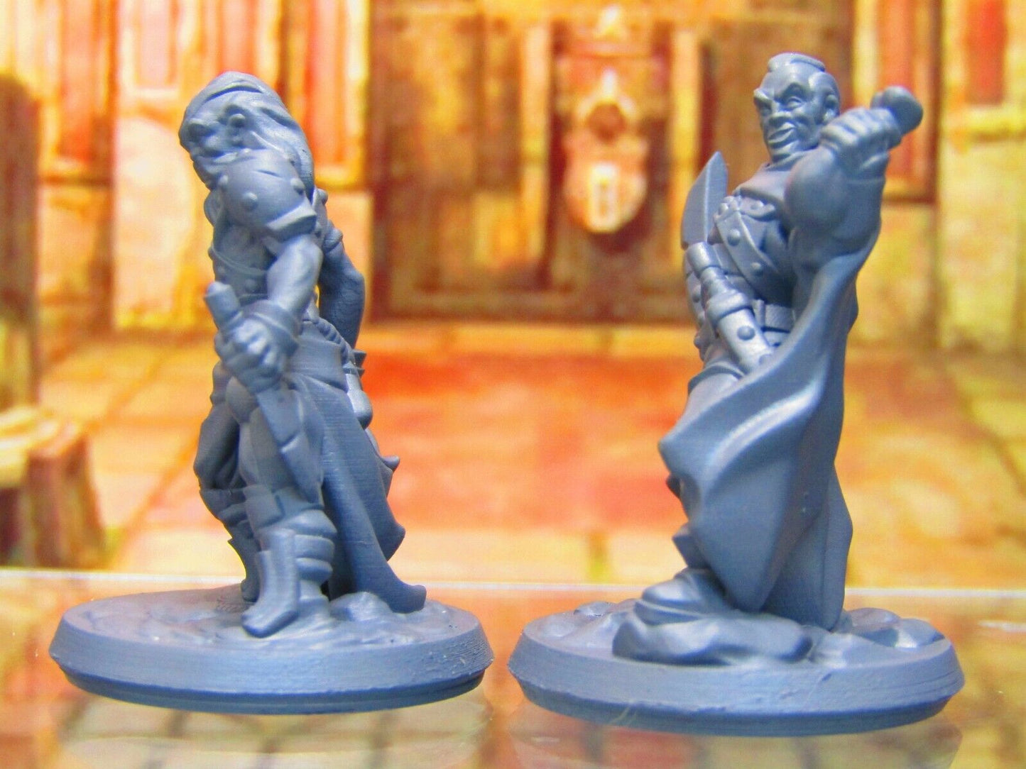Human Bandit Rogue Mercenary Pair Mini Miniature Figure 3D Printed Model 28/32mm