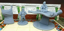 4 Piece Flying Carpet & Prince Set Mini Miniature Figure D&D 3D Printed Resin