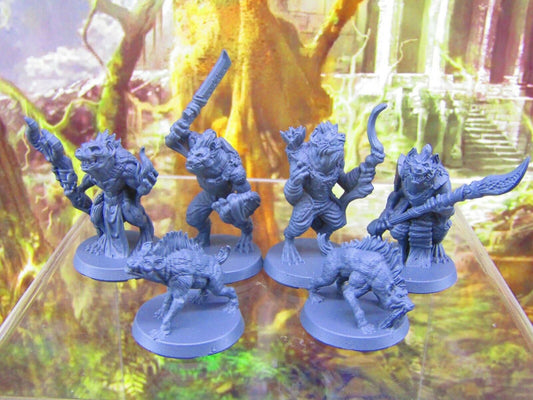 6pc Gnolls and Hyenas Encounter Set Mini Miniatures 3D Printed Resin Model