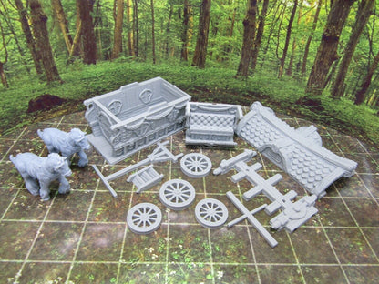Fortune Teller Gypsy's Wagon & Horses Scenery Terrain 3D Printed Model 28/32mm