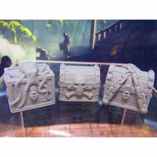 3pc Pirate Sailor Themed Treasure Chests Loot Scenery Scatter Terrain Props