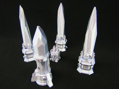 Crystal Obelisk Set Scatter Terrain Scenery 3D Printed Mini Miniature Model