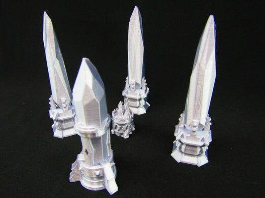 Crystal Obelisk Set Scatter Terrain Scenery 3D Printed Mini Miniature Model