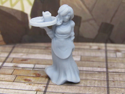 Barkeeper and Waitress Pair Miniature Mini 3D Printed Resin Model 28/32 mm Scale
