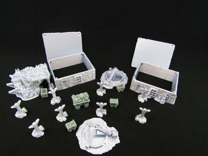 Dwarven Mining Camp w/ Carts Scatter Terrain Scenery 3D Printed Mini Miniature