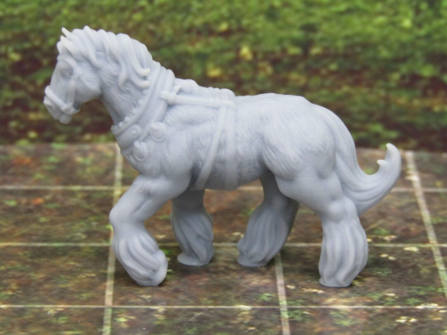 Pair of Work / Wagon Clydesdale Horses Mini Miniatures 3D Printed Model 28/32mm
