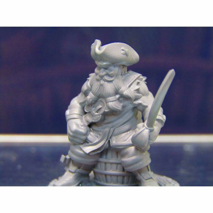 Dwarf Pirate on Barrel Mini Miniature Figure 3D Printed Model 28/32mm Scale