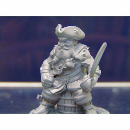 Dwarf Pirate on Barrel Mini Miniature Figure 3D Printed Model 28/32mm Scale