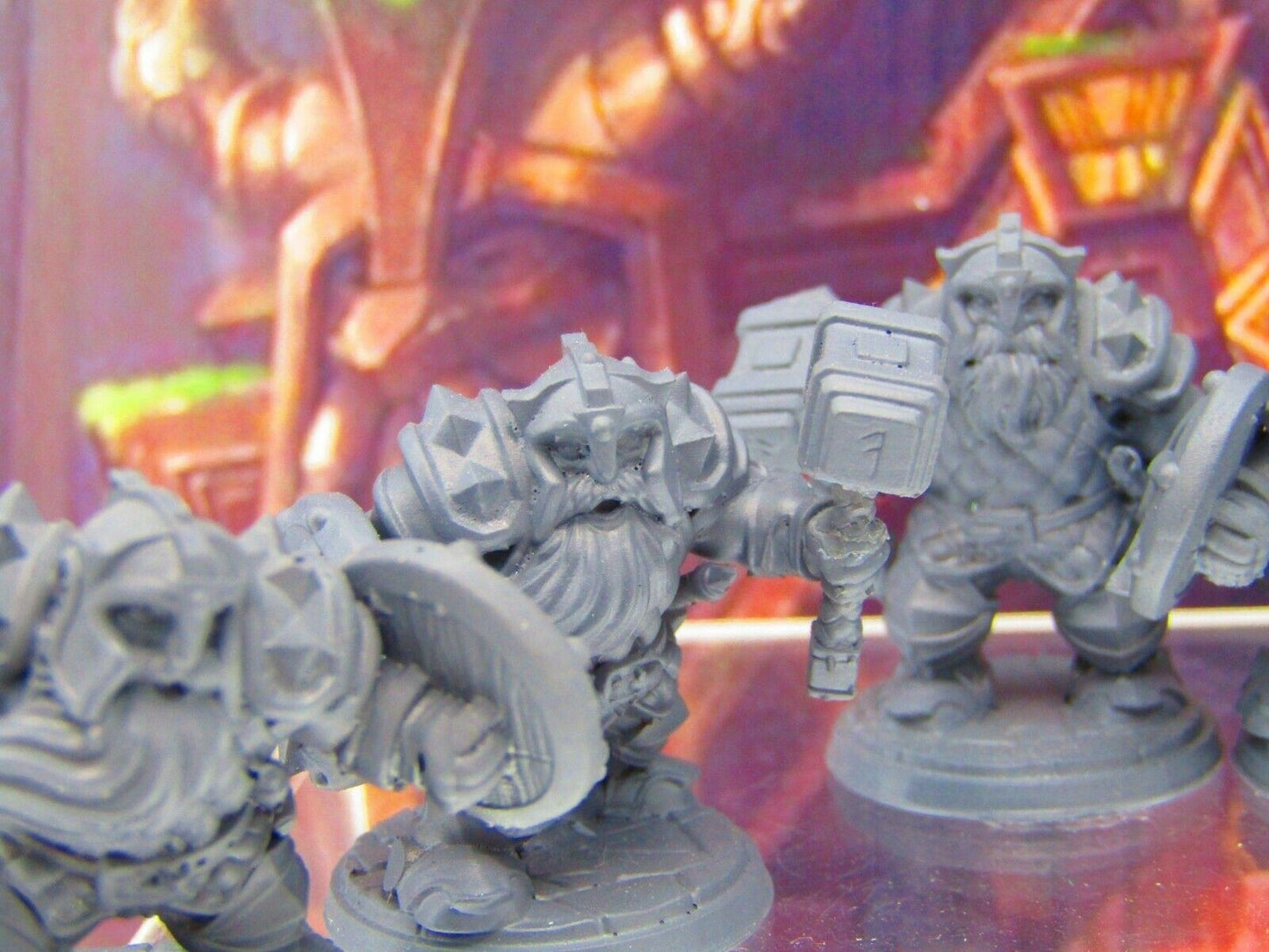 6pc Dwarf Fighter Soldiers w/ Hammers Mini Miniature Figure 3D Printed Model DnD