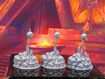3pc Skull Pile w/ Pike & Candles Scatter Terrain Scenery Mini Miniature Model