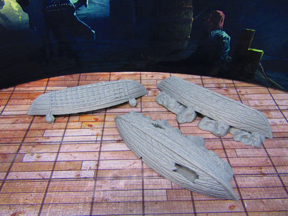 Stowed Fishing Boats for Docks Coast Seashore Scenery Scatter Terrain Props