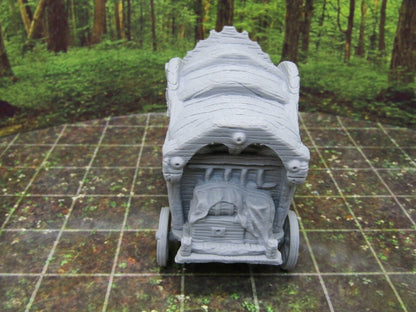 Travelling Merchant's Wagon & Horses Scenery Terrain 3D Printed Model 28/32mm