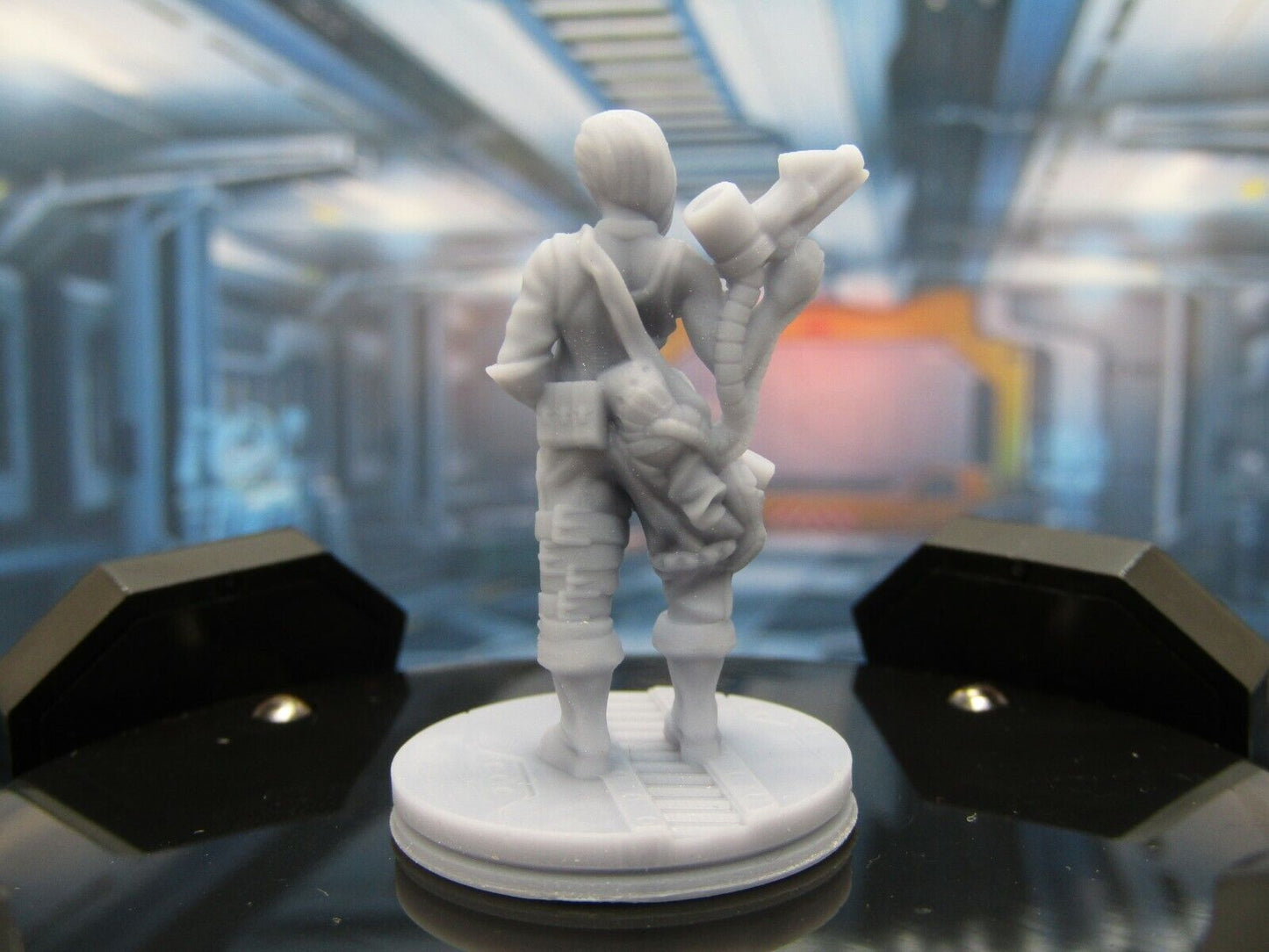 Female Space Crew Mechanic Mini Miniature Figure Scenery Terrain 3D Printed