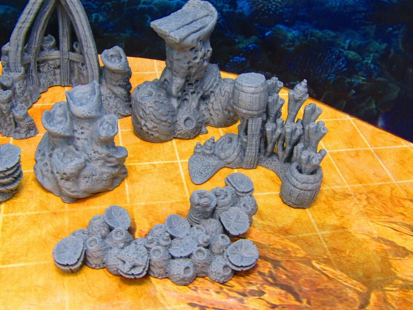 9pc Sea Floor Coral and Shipwreck Scatter Terrain Scenery