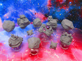 11 Piece Asteroid Space Ore Mines Starfinder Fleet Scale Starship Mini Miniature