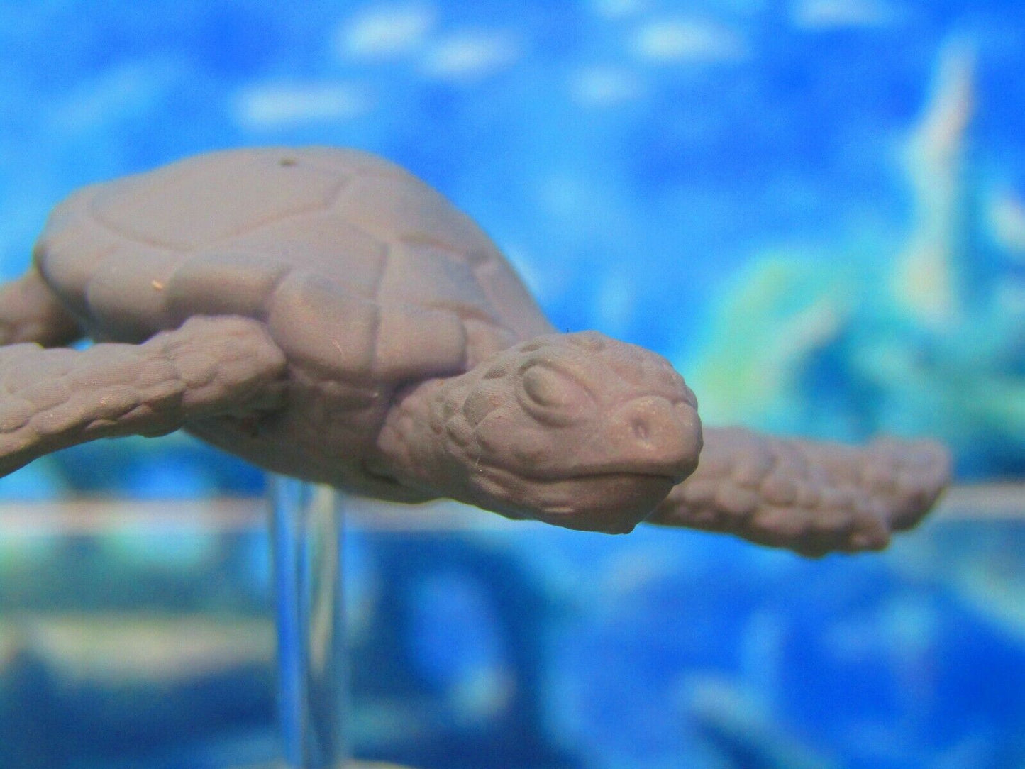 Large Underwater Sea Turtle With Rod & Flight Stand Mini Miniature 3D Printed