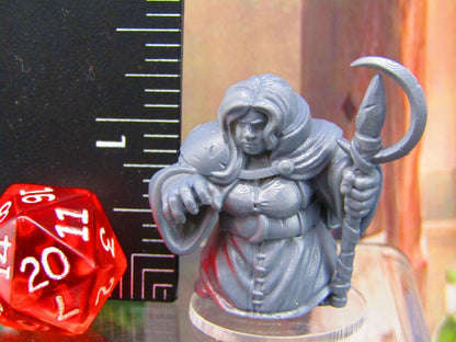 Dwarven Female Sorcerer Mini Miniature Figure 3D Printed Model 28/32mm Scale