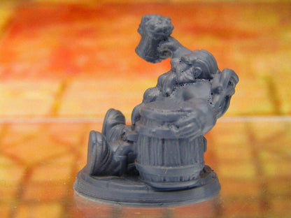 Hobur the Party Boy Drunken Barfly w/ Keg Dwarf Mini Miniature 3D Printed Model
