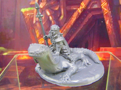Lizard Mounted Warrior w/ Spear Mini Miniature Figure 3D Printed Model 28/32mm