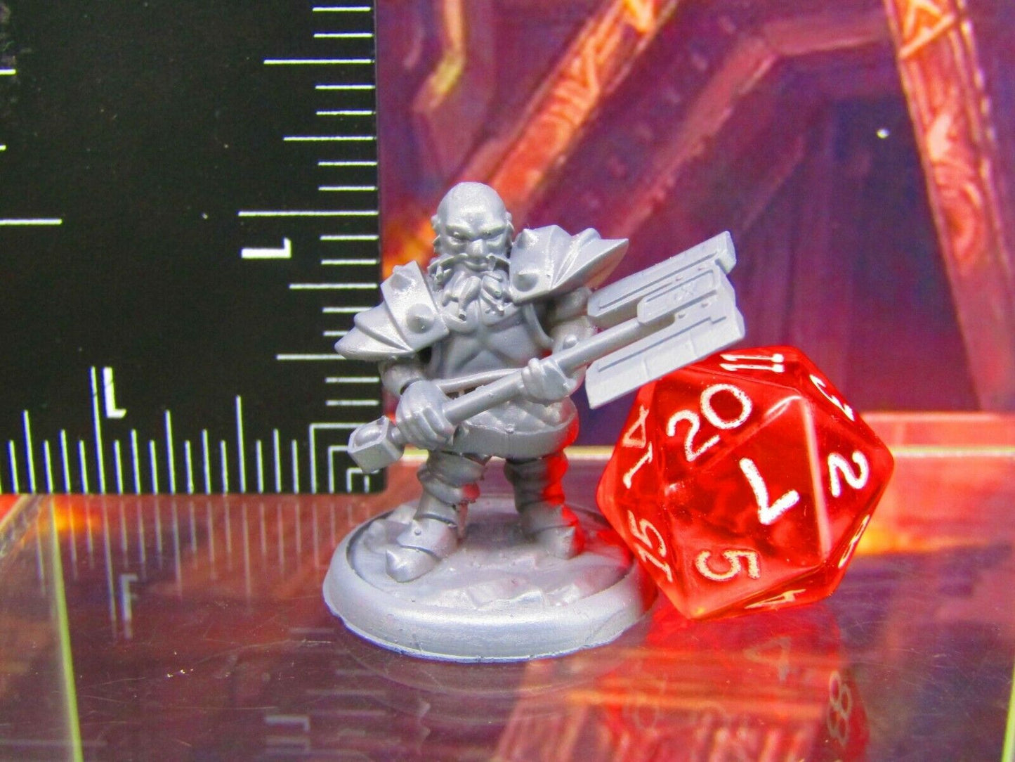 Gray Dwarf w/ Double Bladed Axe Mini Miniature Figure 3D Printed Model 28/32mm