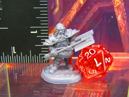Gray Dwarf w/ Double Bladed Axe Mini Miniature Figure 3D Printed Model 28/32mm