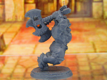 Hegnar the Impetuous Beserker Barbarian Dwarf Mini Miniatures 3D Printed Model