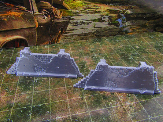 2pc Building Rubble Straight Brick Wall A Scatter Terrain Scenery Wasteland