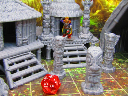 16pc Jungle Tribal Native Village Scatter Terrain Scenery 3D Printed Model