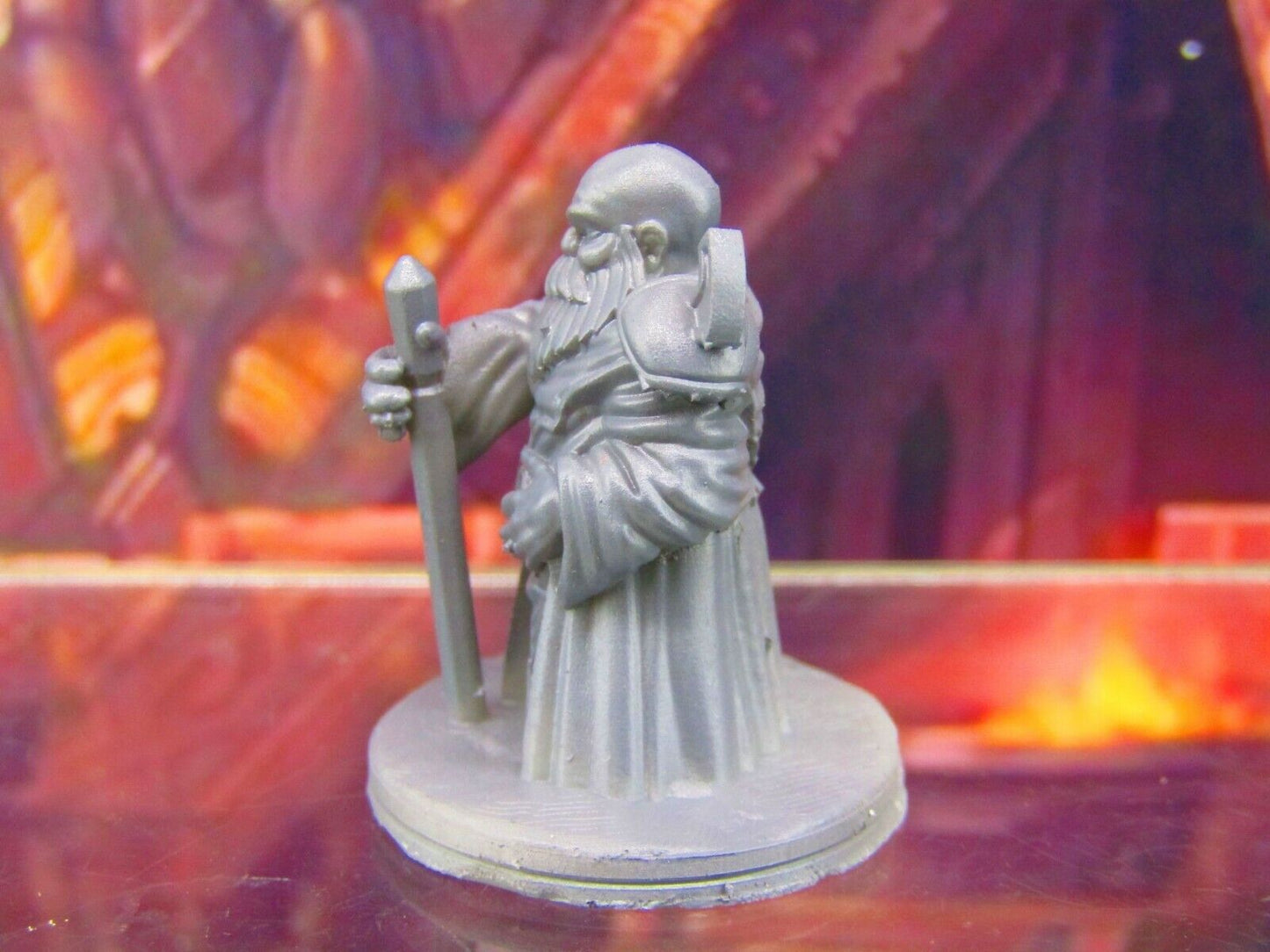 Gray Dwarf Cleric Nobleman w/ Staff Mini Miniature Figure 3D Printed Model 28/32