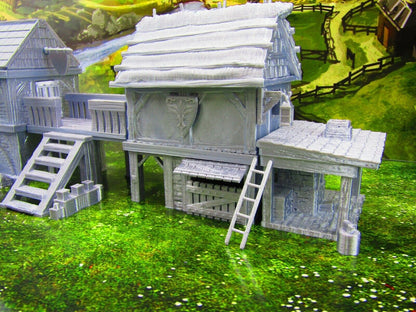Village Center Mill, Stable, Blacksmith, & Shops Scatter Terrain Scenery 3D
