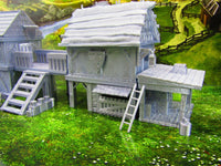 
              Village Center Mill, Stable, Blacksmith, & Shops Scatter Terrain Scenery 3D
            