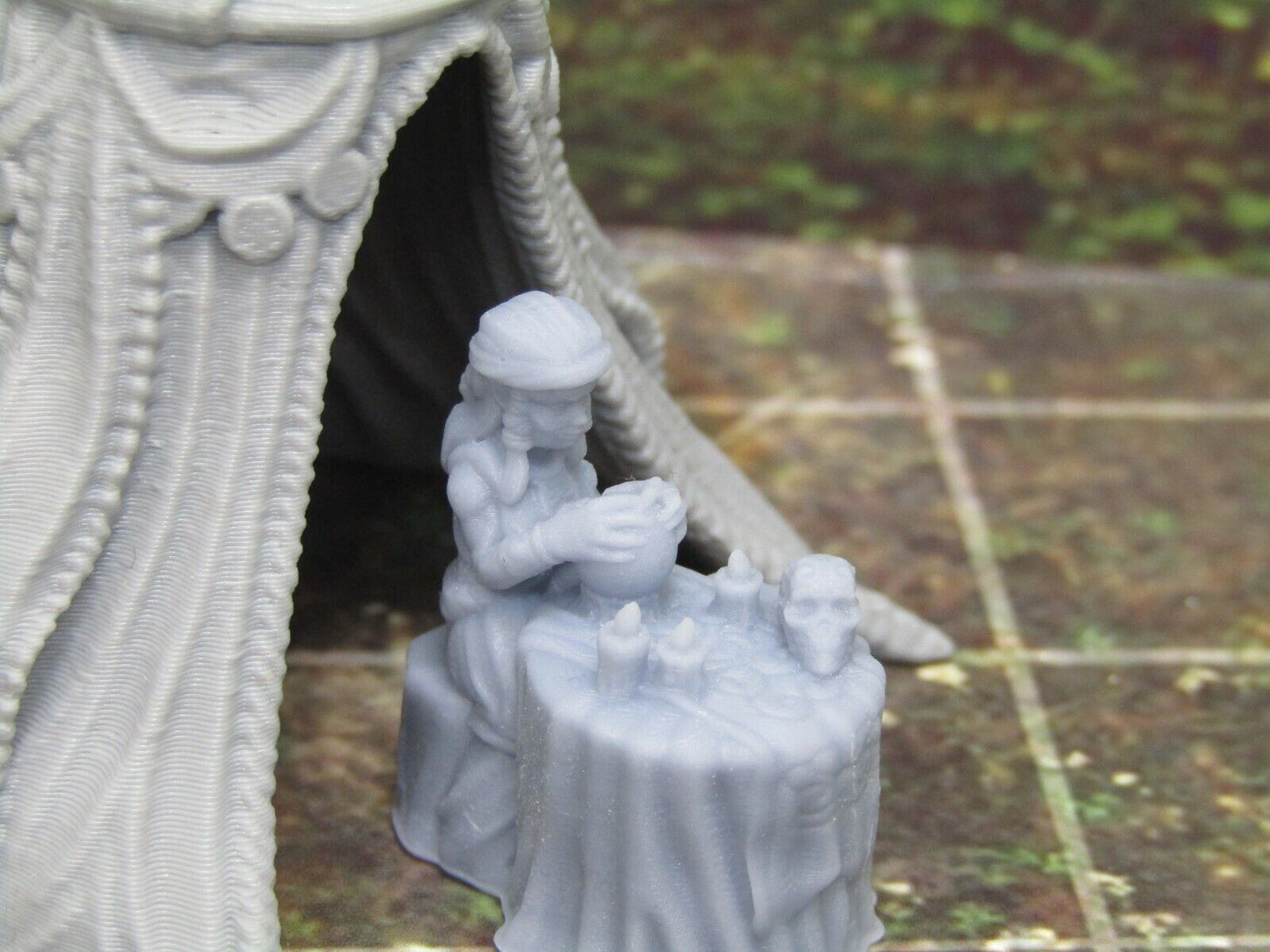 Gypsy Fortune Teller and Tent Mini Miniatures 3D Printed Model 28/32mm Scale RPG
