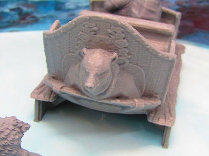 Dwarven Santa Mini & Sleigh w/ Reindeer 28mm Scatter Terrain Scenery Decoration