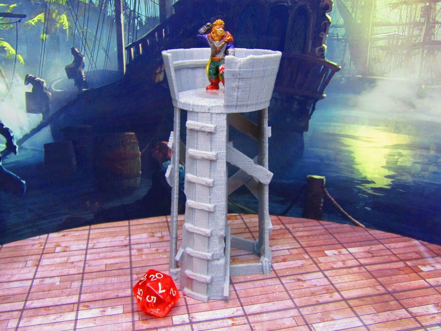 Crow's Nest Pirate Ship Watchtower Scatter Terrain Scenery 3D Printed Model